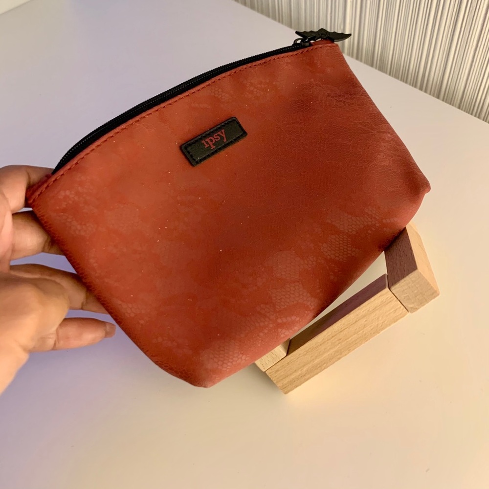 Burgundy Lace Printed Ipsy Makeup Pouch